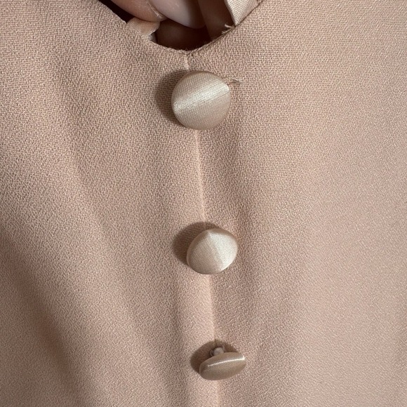 VTG Dawn Joy Fashions Old Money‎ Midi Tea Secretary Art Dress Pale Peach Size 10 - Picture 6 of 11